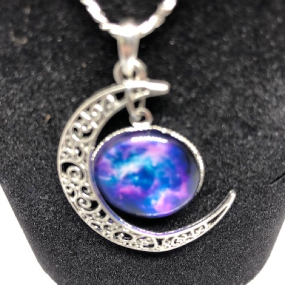 Galaxy Moon Set Cosmic Necklace Earrings, Bracelet